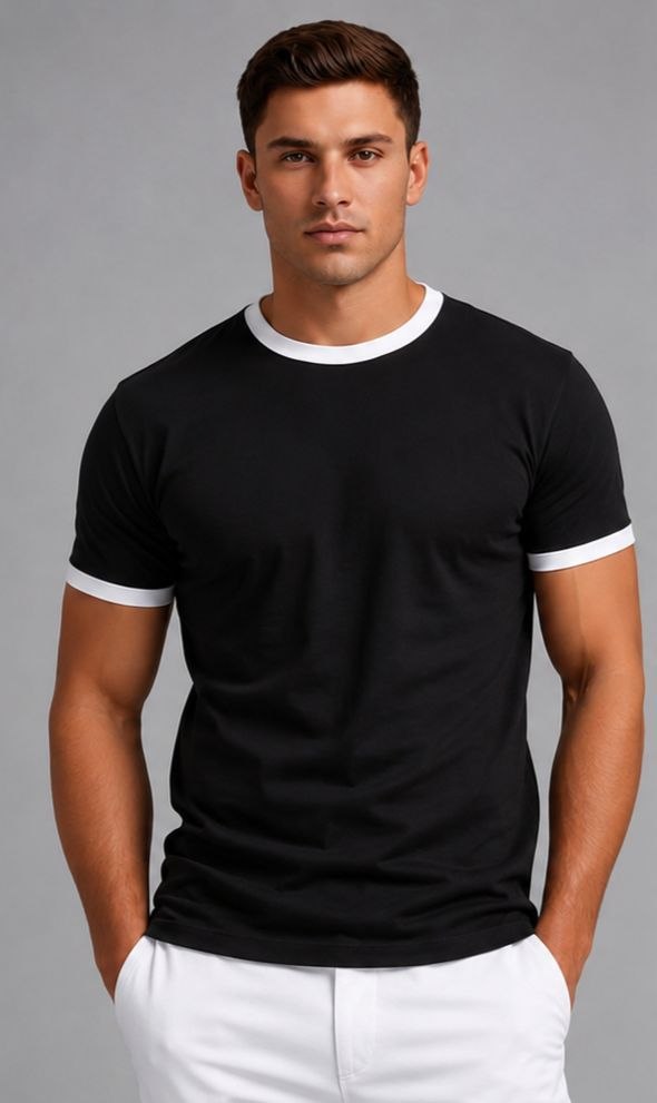 Ringer Tee  Black x White