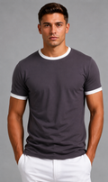 Ringer Tee  Grey x White